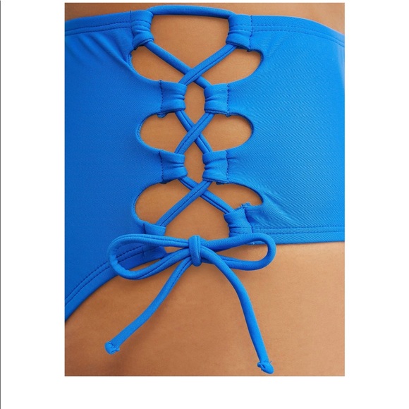 Time and Tru Womens Large 12-14 Bikini Bottoms Blue laced sides New - Picture 4 of 4